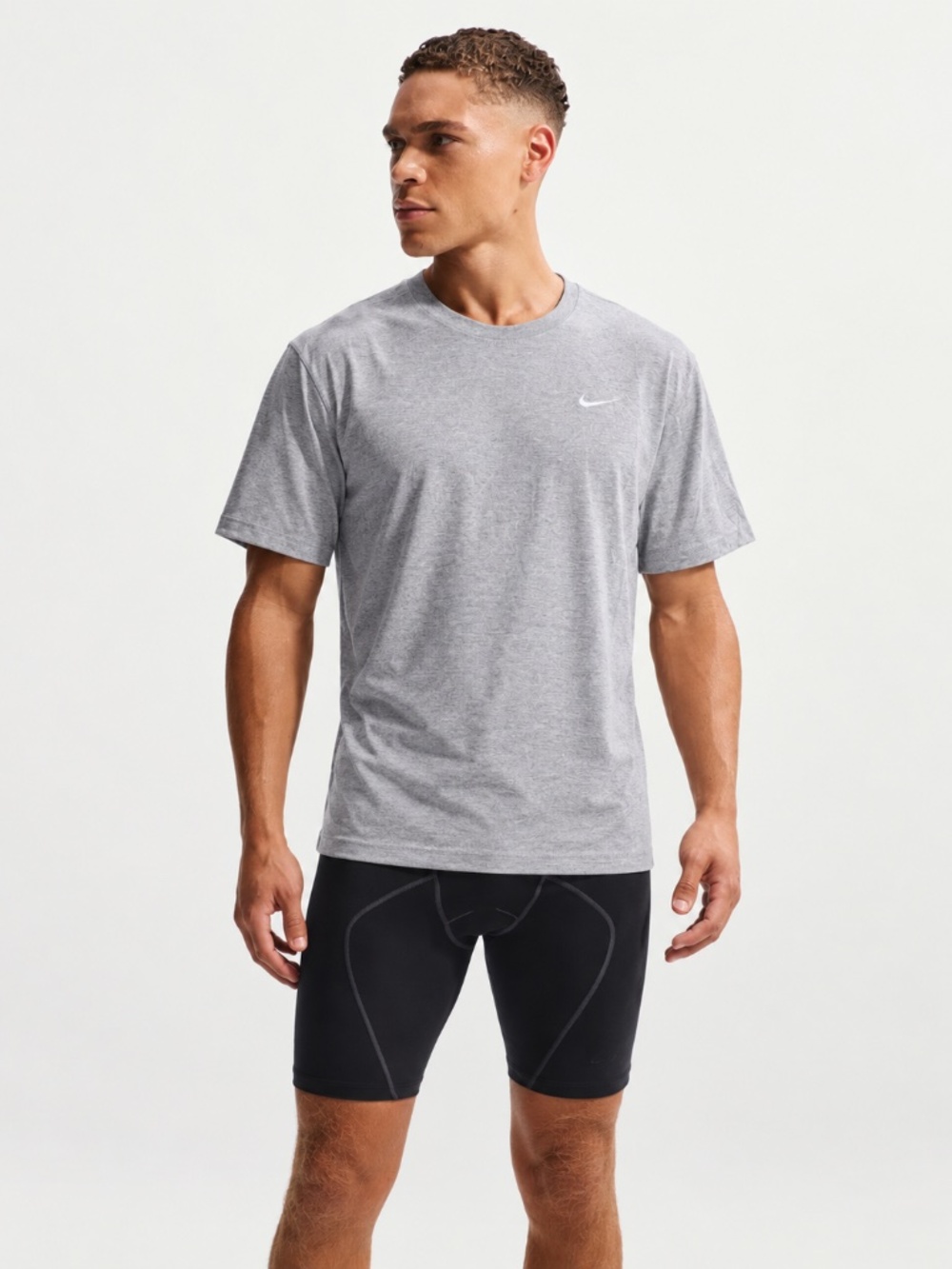 Nike Men's Gray Short Sleeve Tee - Heather Gray Crew